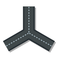 three roads icon flat style transparent